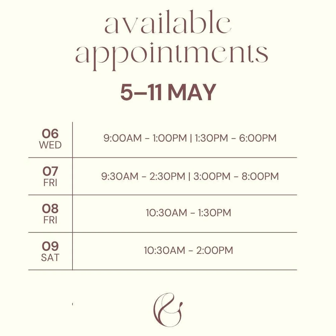 Gently reminding you to check in with what your body needs this week. ✨

We have some windows of time available from May 5&ndash;11. Whether it&rsquo;s a targeted skin treatment or just a much-needed reset, we&rsquo;d love to have you in the studio.
