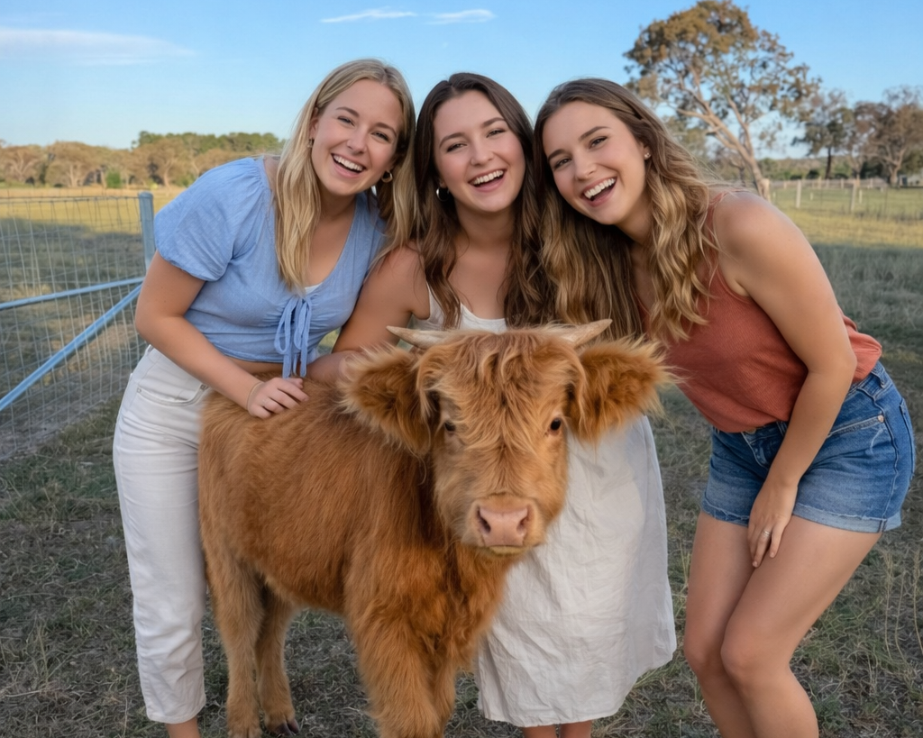 Modern building with wooden exterior, large window reflecting two people, surrounded by grass and wildflowers, mountains in the background.