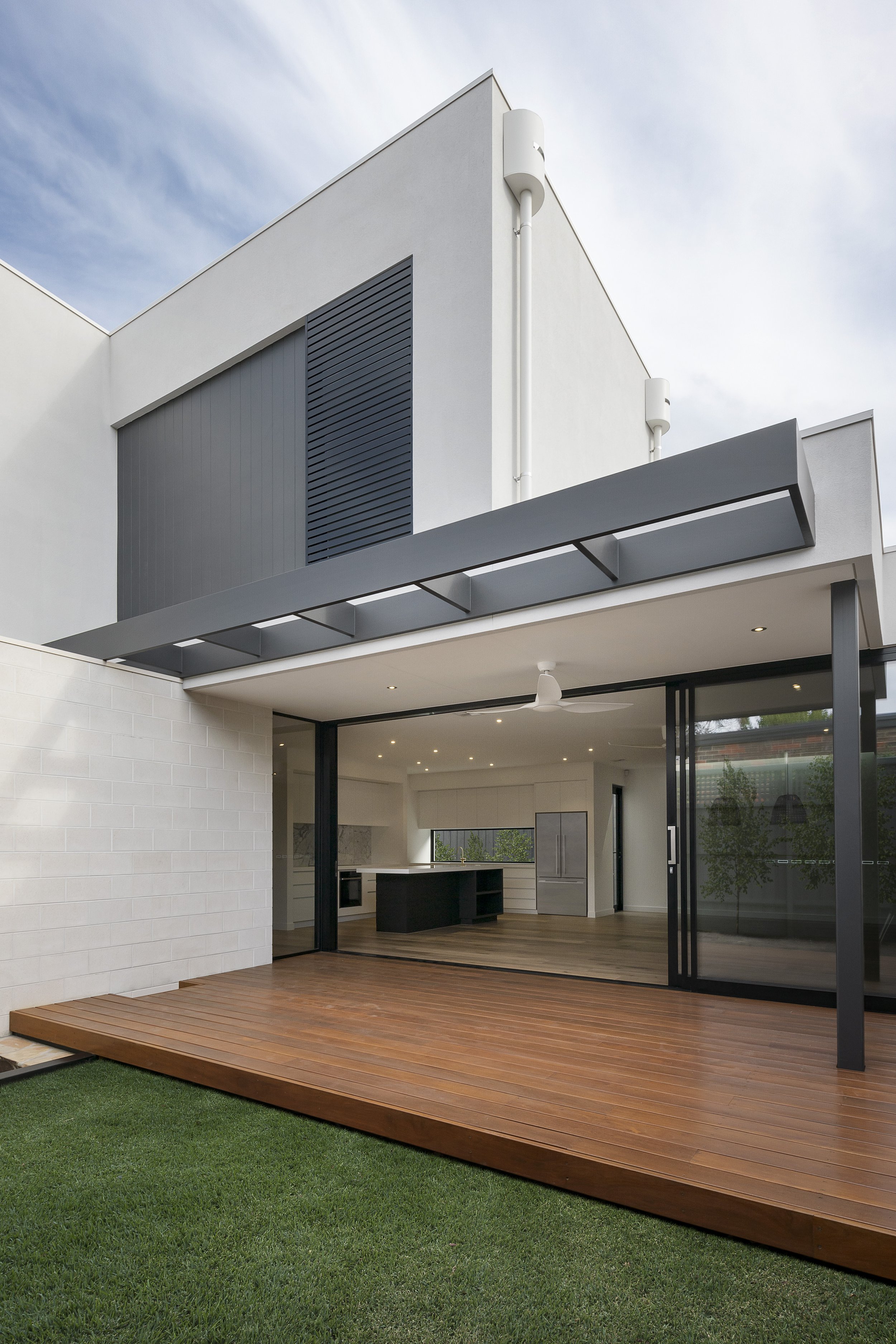 Modern house with powder coated components.