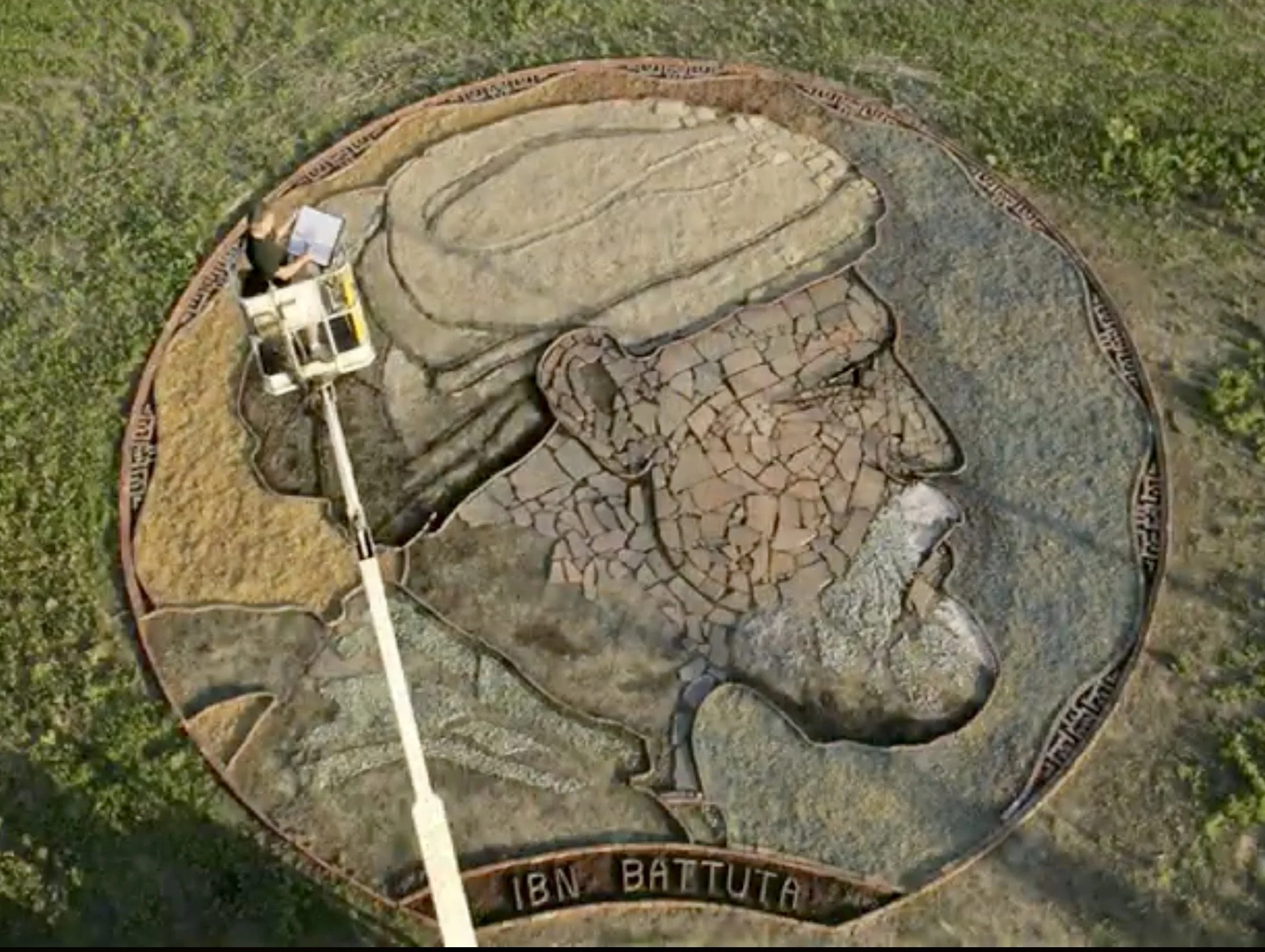 Aerial view of earthwork of Ibn Battuta in progress