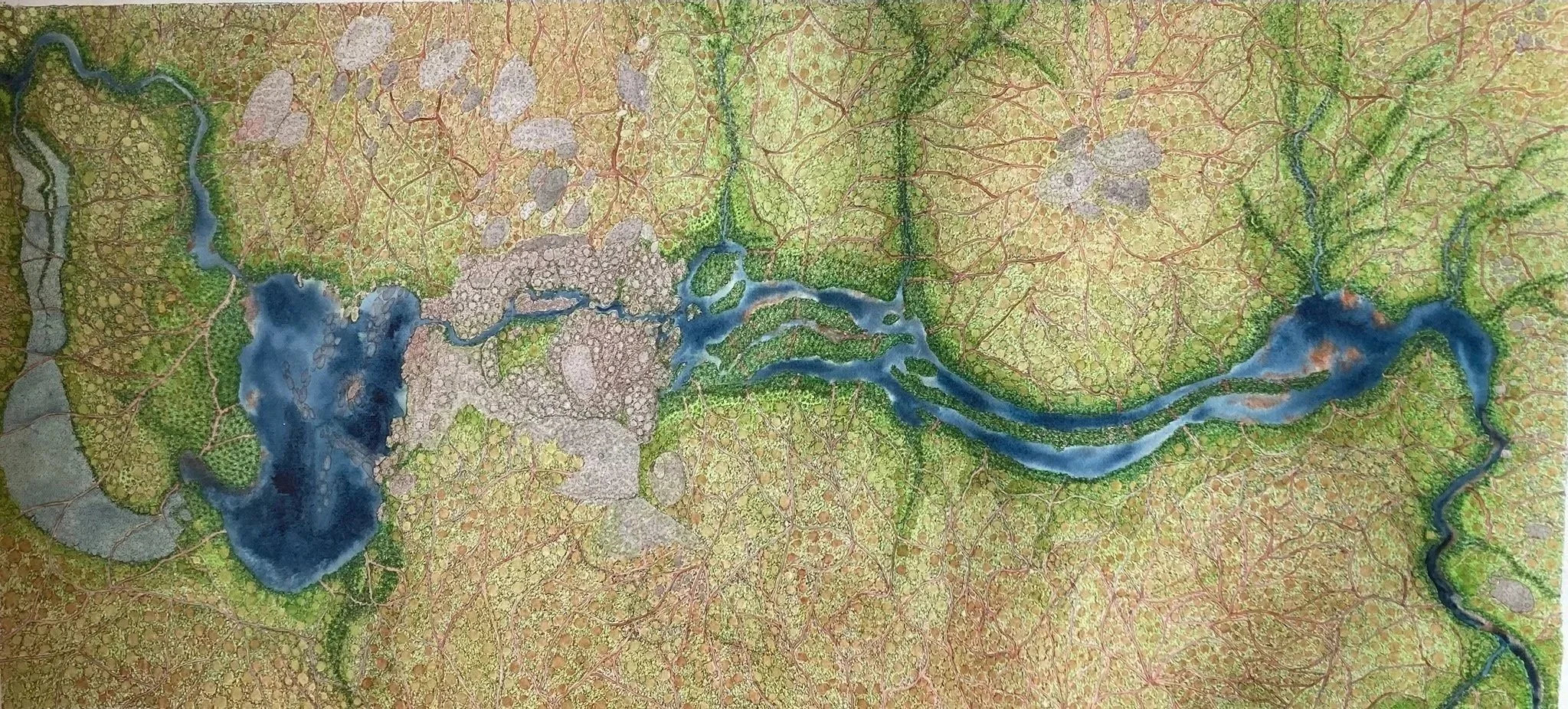 SImeon Ayres artwork depicting Gooram creek where Vision Quests and Wilderness Vigils are held