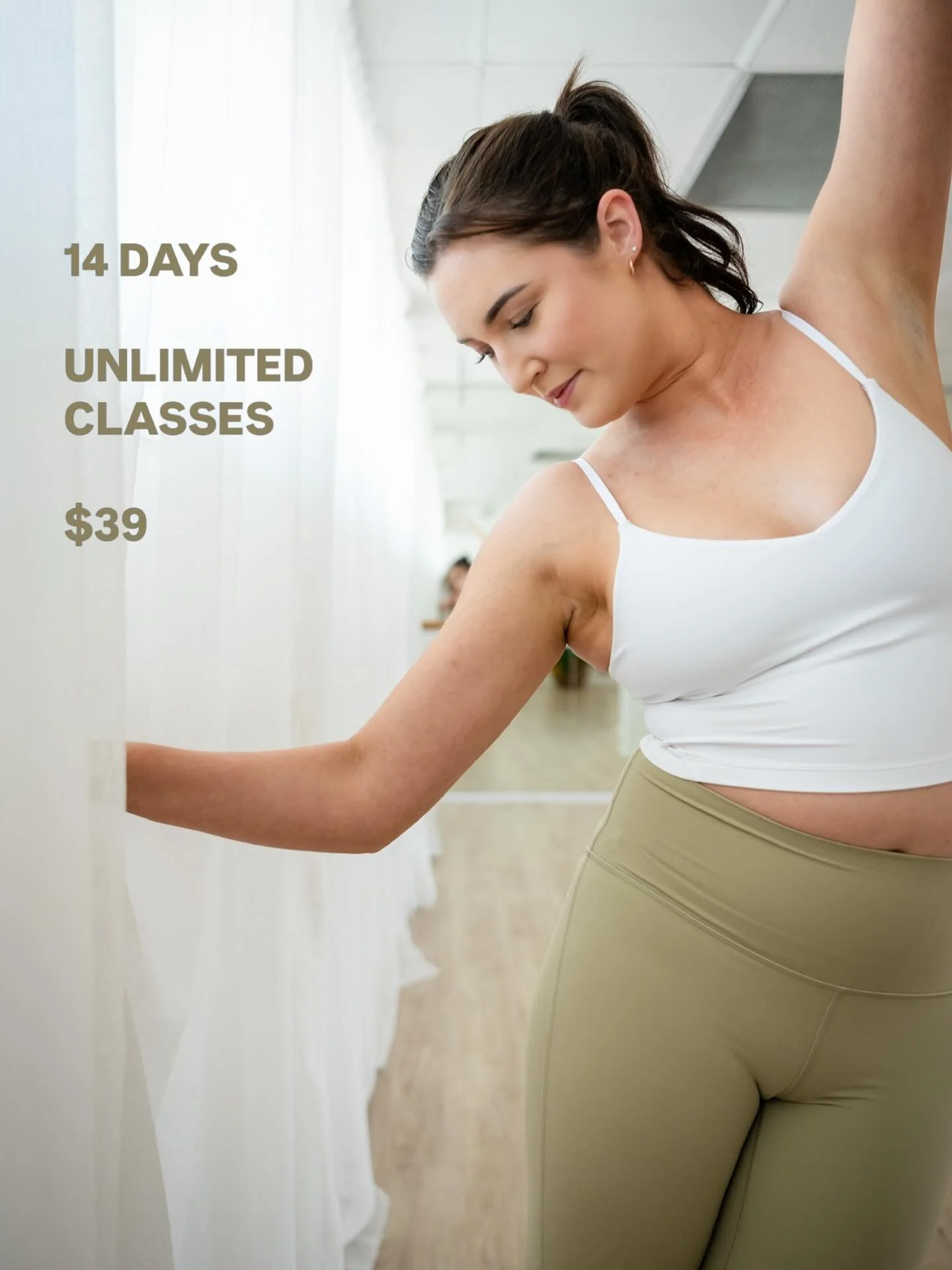 Our Intro Offer gives you 14 days of unlimited classes for only $39! ✨

Come as often as you like, explore different class styles, meet our instructors and get a feel for the studio 🤎

No pressure. No lock-in contracts.
Just a space to move, reset a