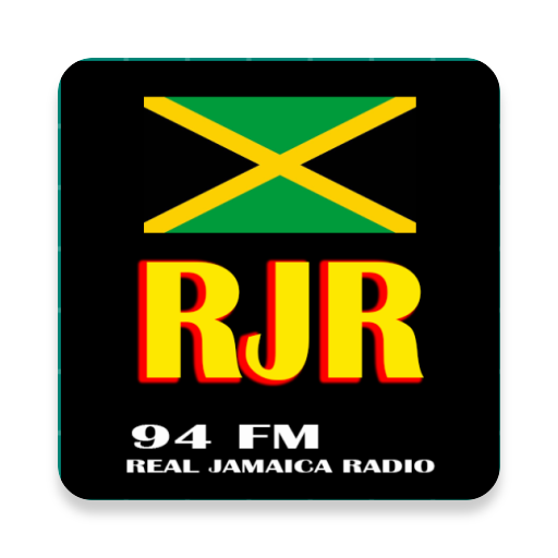 Logo for RJR 94 FM Real Jamaica Radio featuring a Jamaican flag and bold yellow and red text