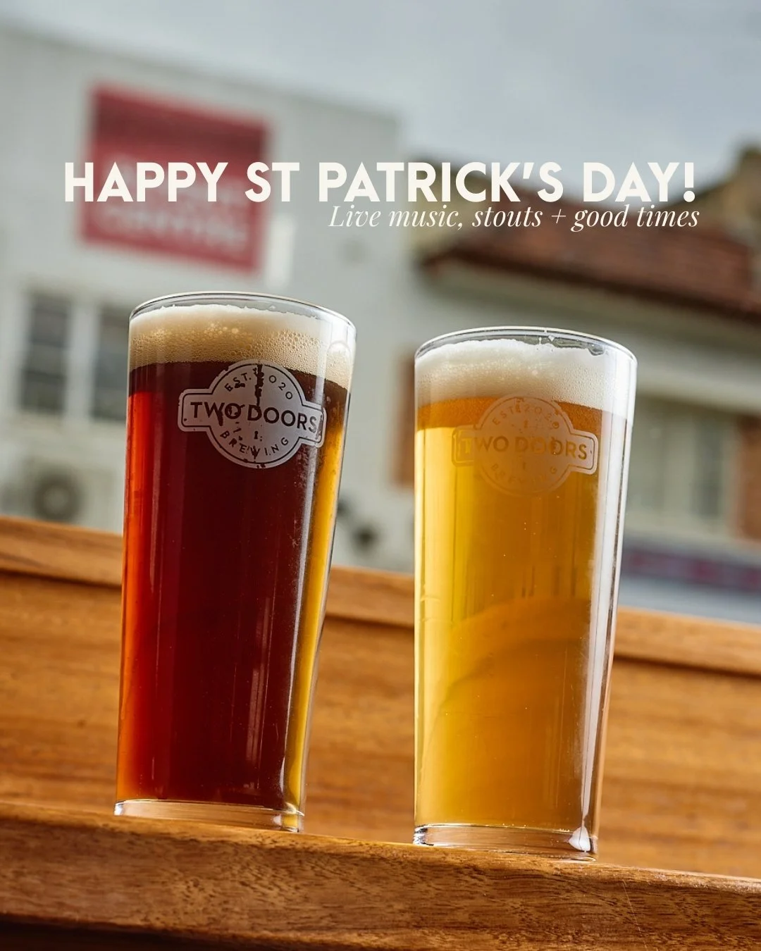 Happy St Patrick's Day from all of us at Two Doors - live music, plenty of stout, and good times are lined up.
The dance floor&rsquo;s ready if you are.
See you today for a proper celebration.