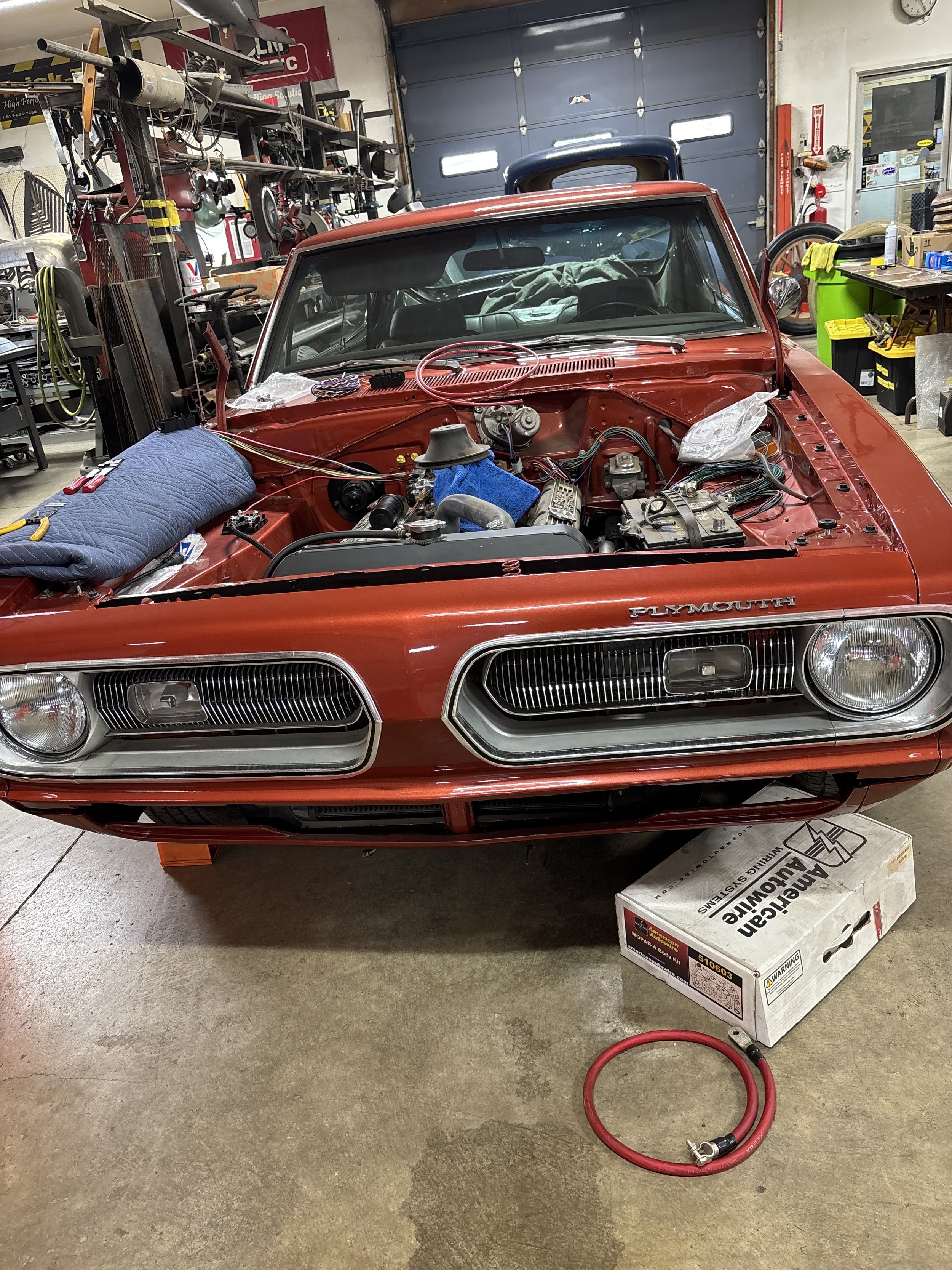 '68 Plymouth Barracuda Fastback:

This pristine Barracuda has so far gotten an American Autowire Engine Harness installed along with the American Autowire Dash Harness. This Cuda will have a full American Autowire Kit all throughout the car once it i