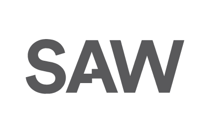 Black background with the word 'SAW' in large gray letters.