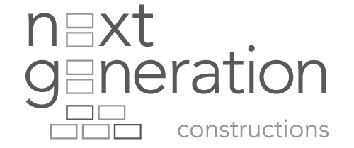 Logo of 'Next Generation Constructions' with stylized text and graphic elements.