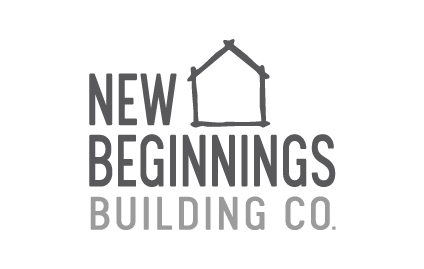 Logo for New Beginnings Building Co., featuring a house outline above the company name.