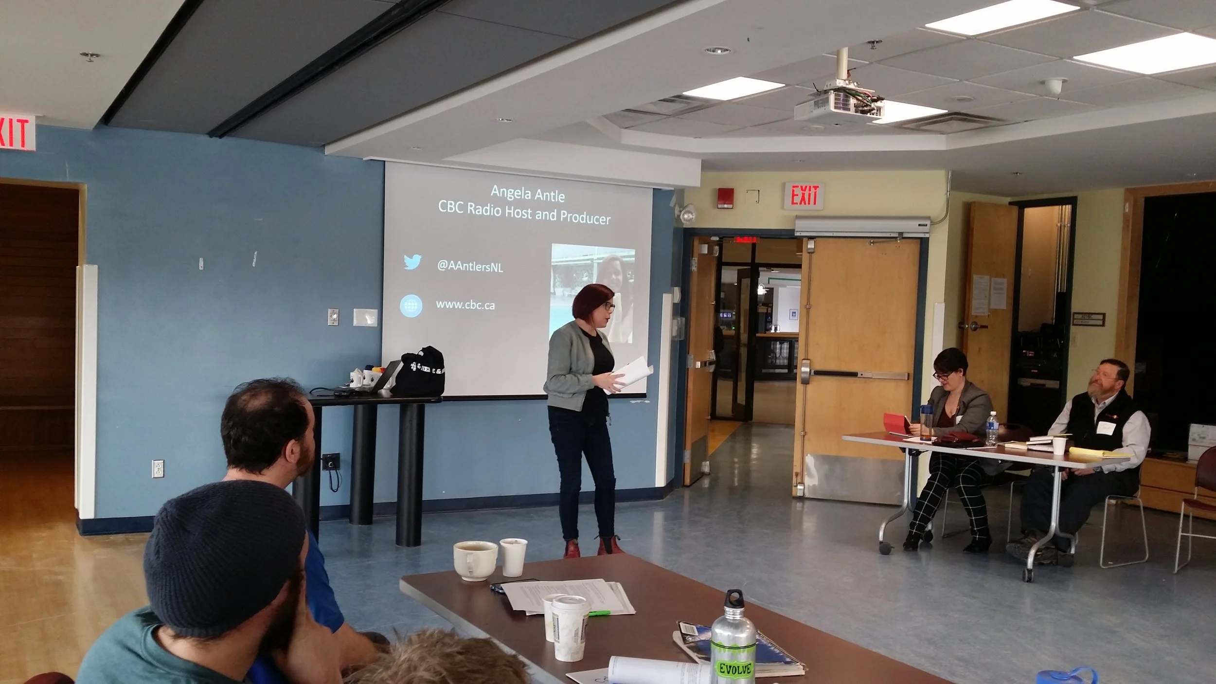 Presenter discussing media and science communication