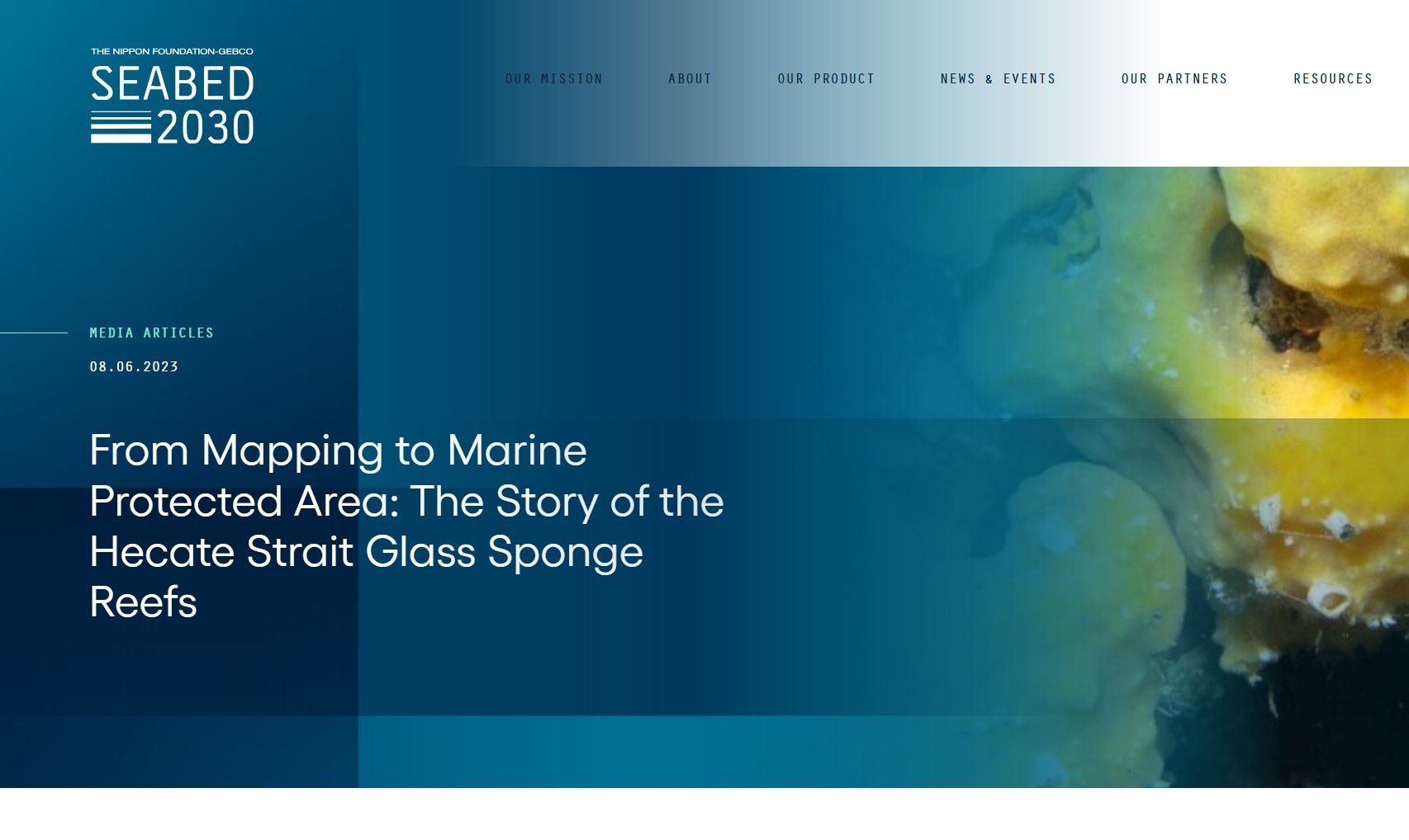 screenshot of an article about glass sponge reefs