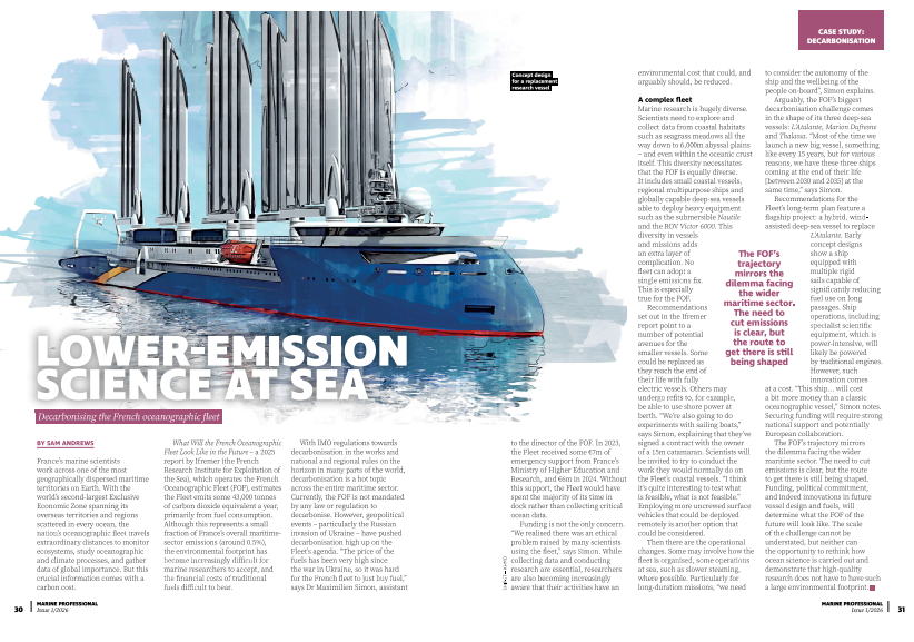 Screenshot of article of decarbonising the french oceanographic fleet