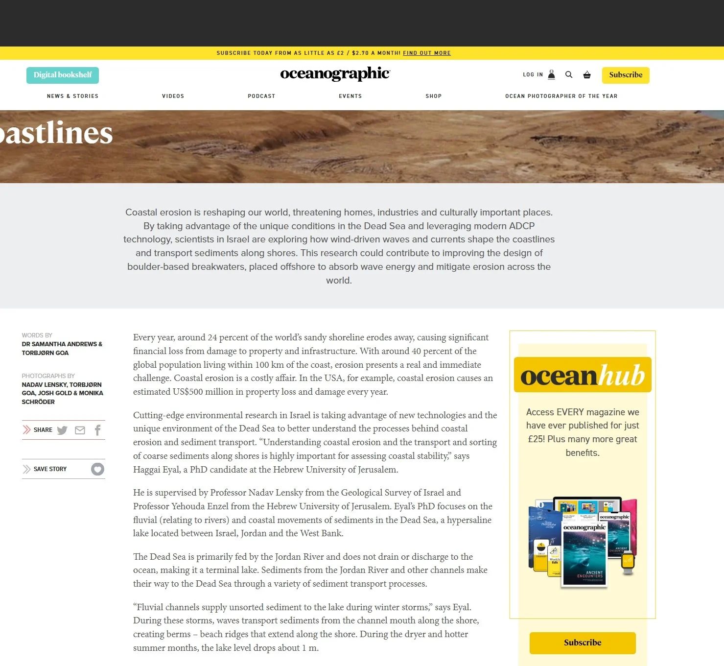 article on dead sea research