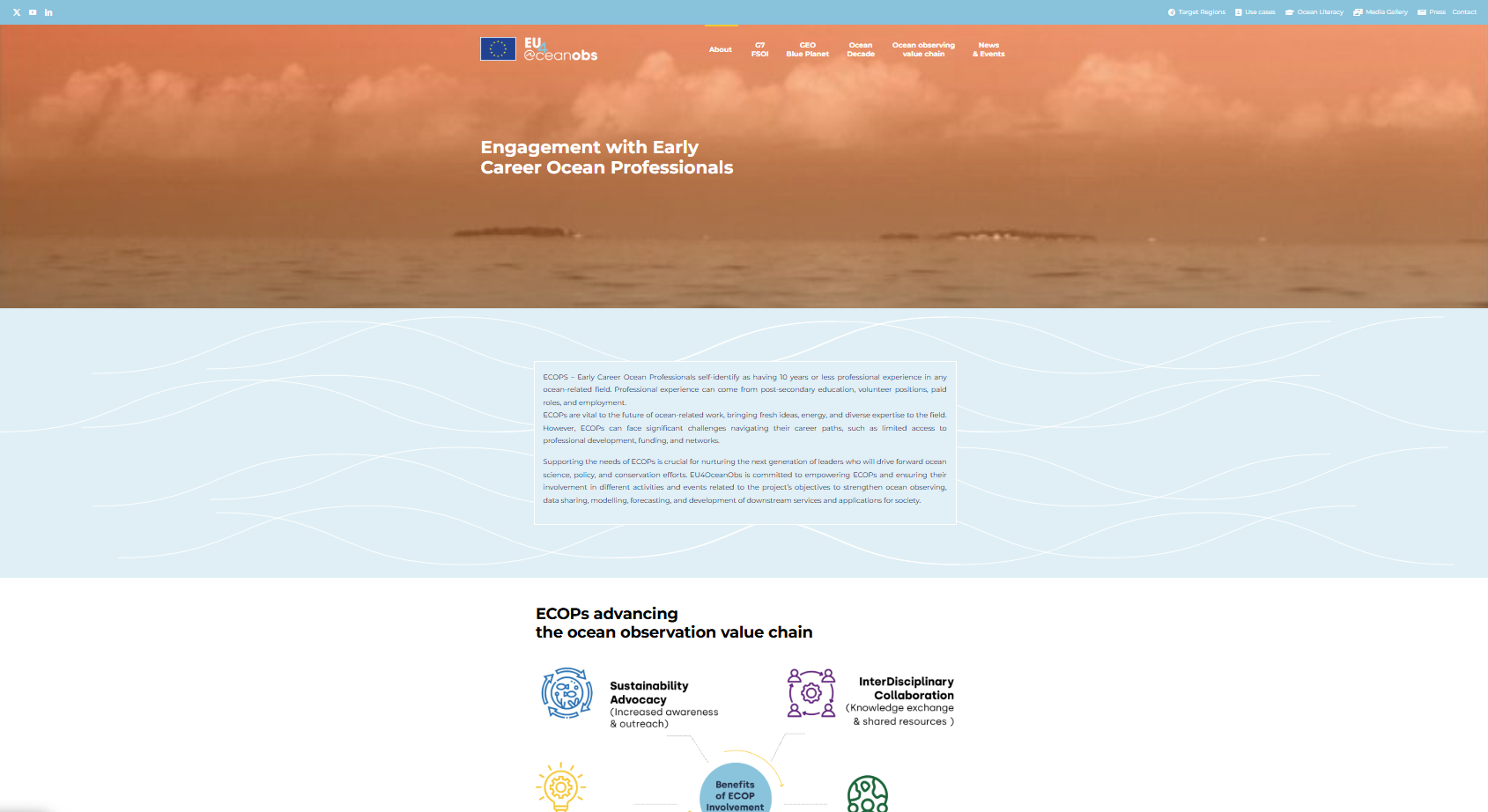 screenshot of an ECOP web page