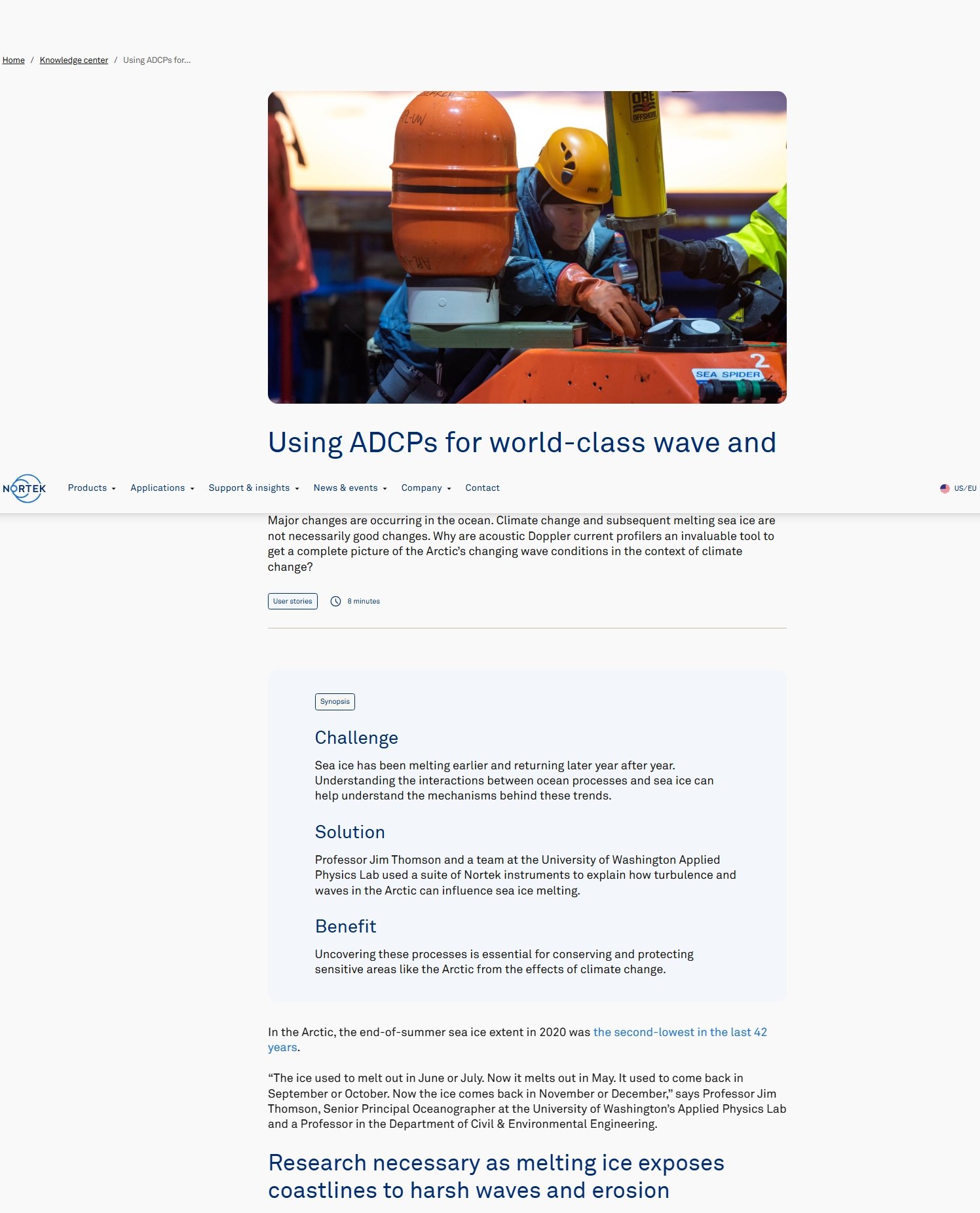 Article on sea ice research