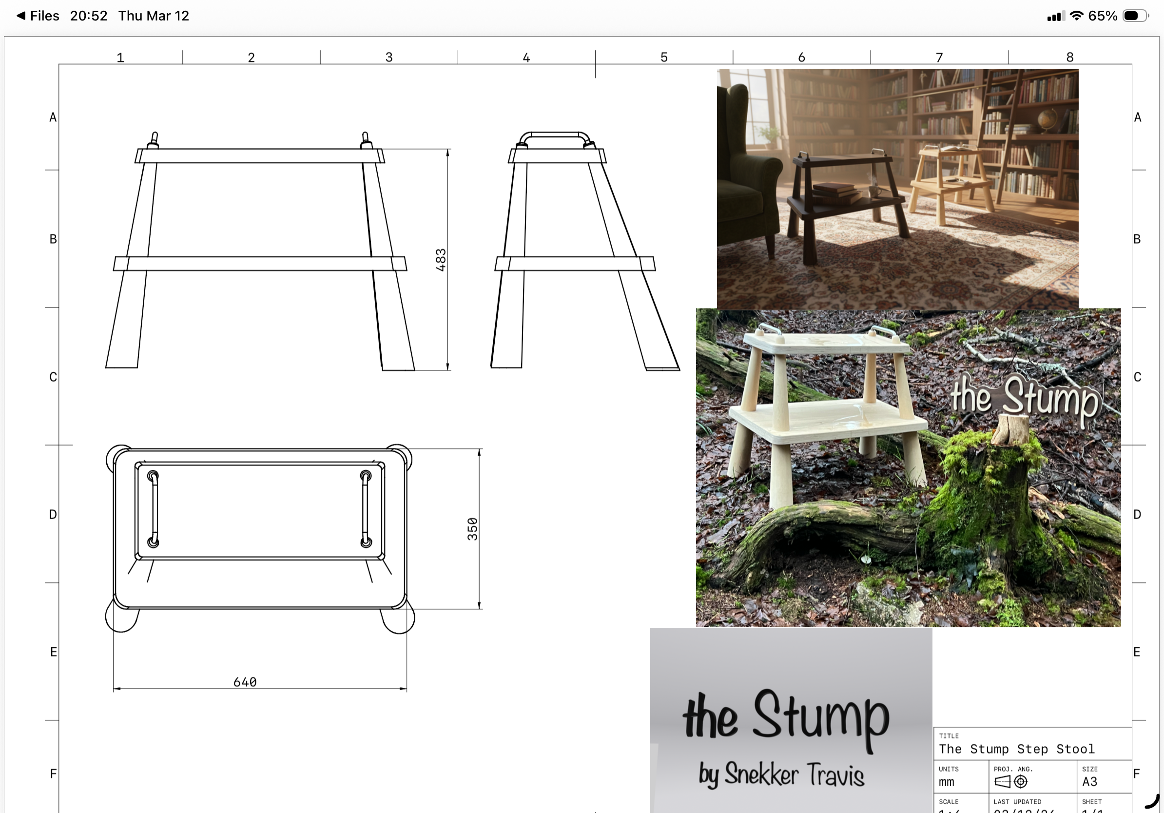 The stump by Snekker Travis, step stool, end table, Snekker Travis collection, Japanese wooden nail