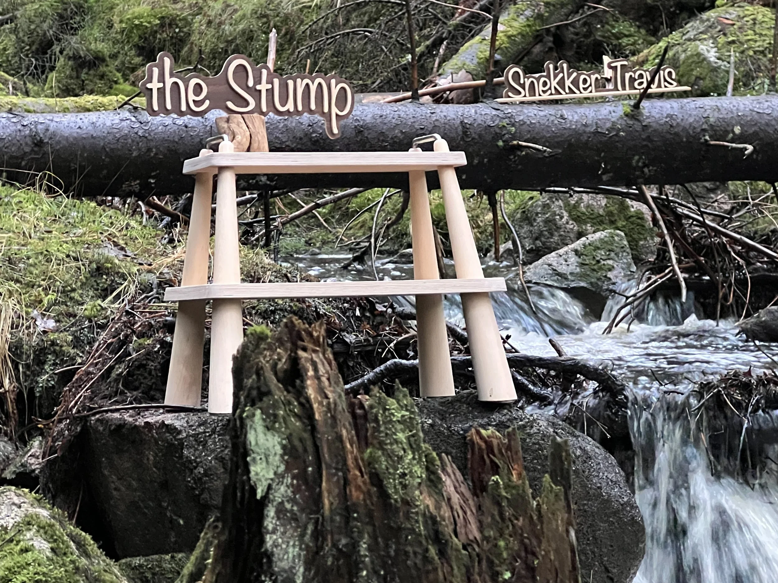 The stump by Snekker Travis, step stool, end table, Snekker Travis collection, Japanese wooden nail