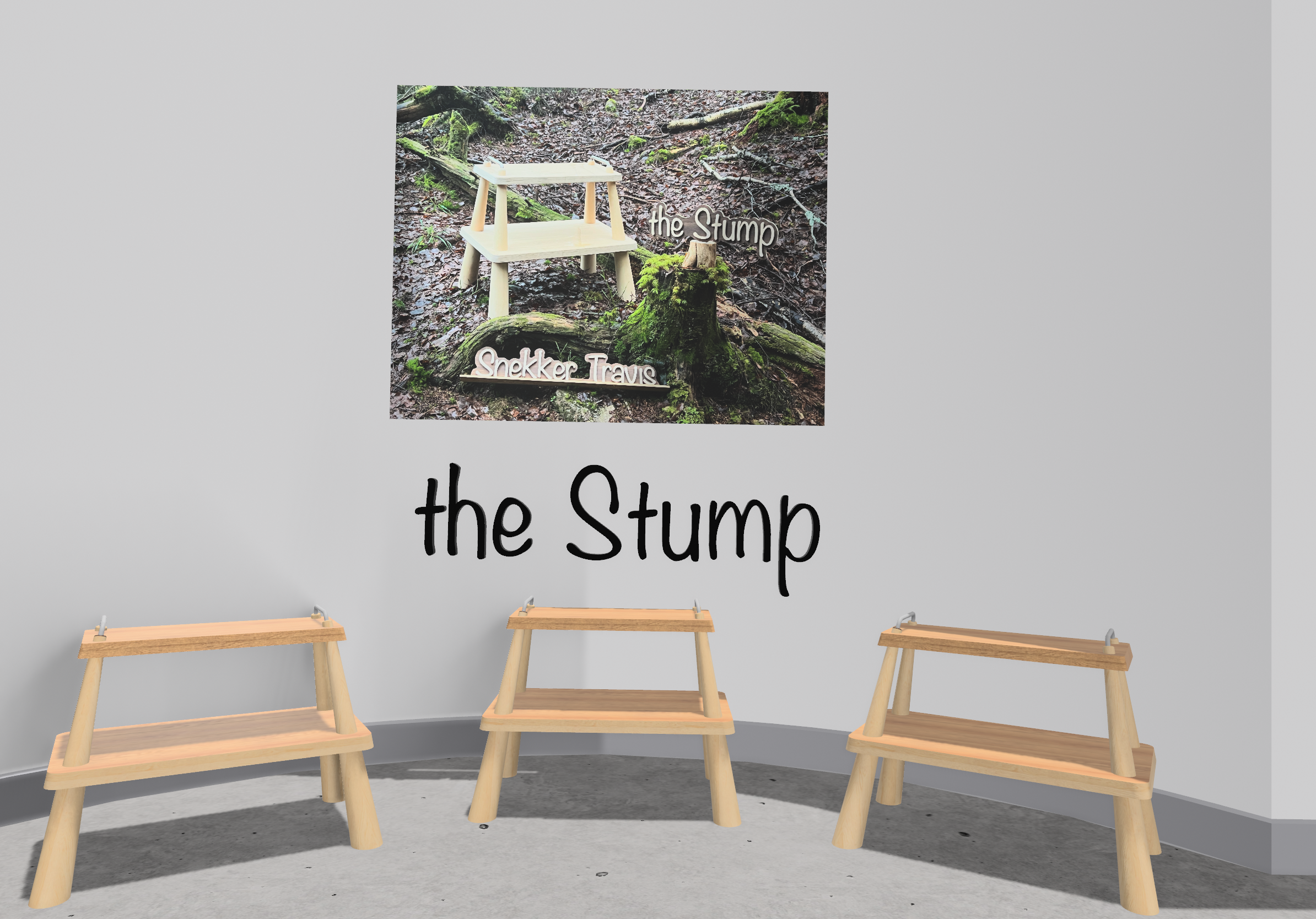 The stump by Snekker Travis, step stool, end table, Snekker Travis collection, Japanese wooden nail