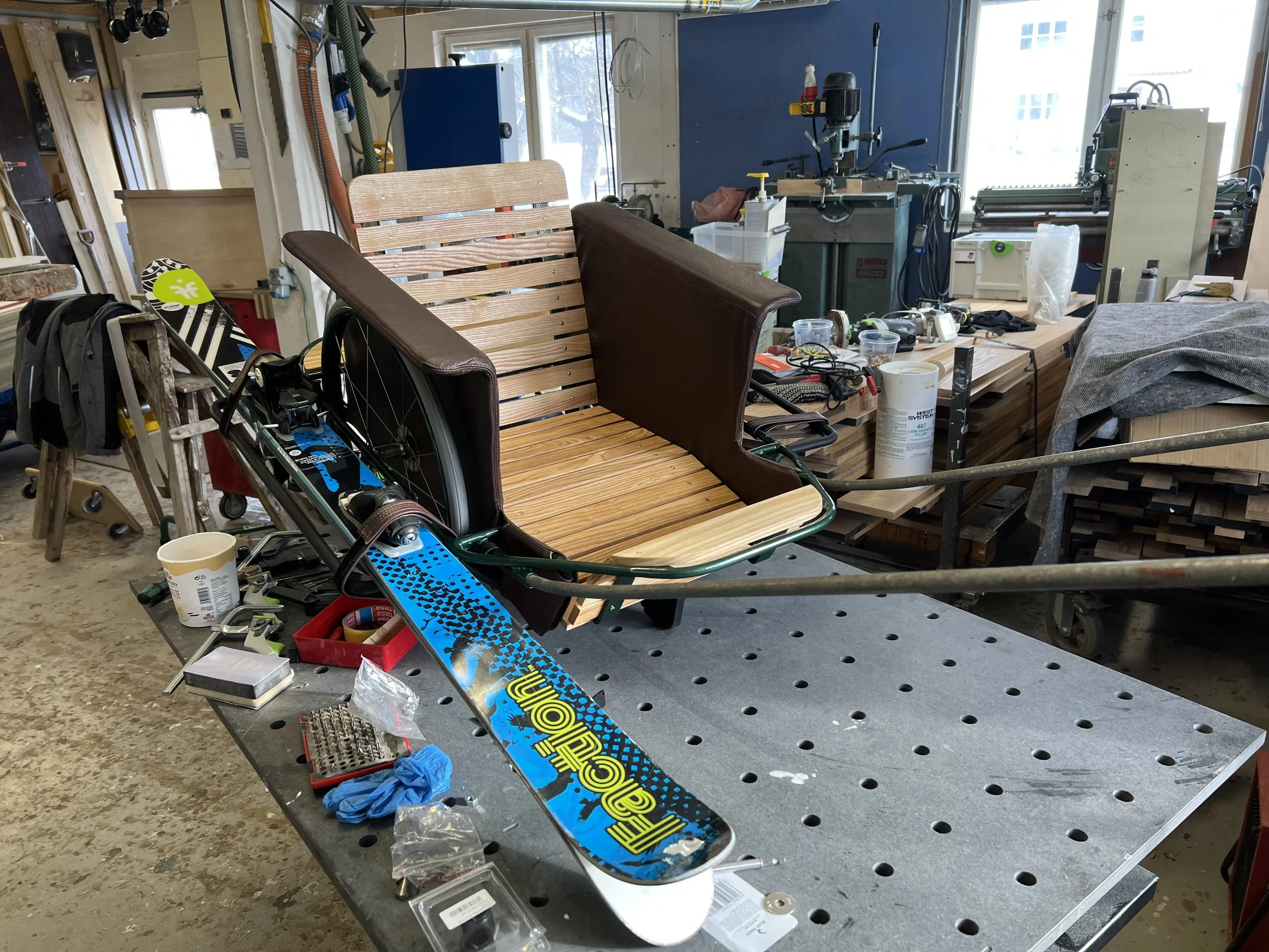 Alpine cart, ash cart, converted milk carriage, ski cart, made by Snekker Travis Johnson