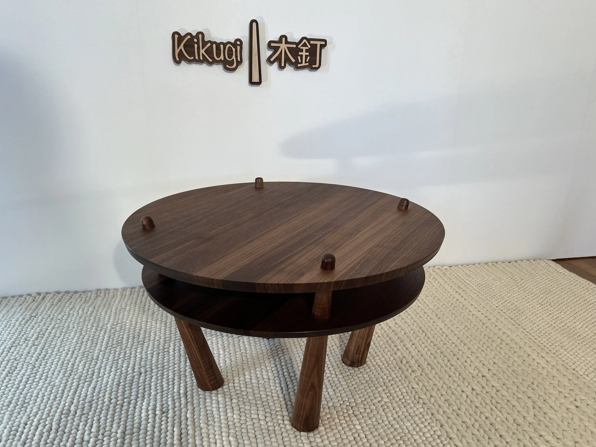 Kikugi by Snekker Travis, Japanese wooden nail, coffee table, Snekker Travis Collection, walnut