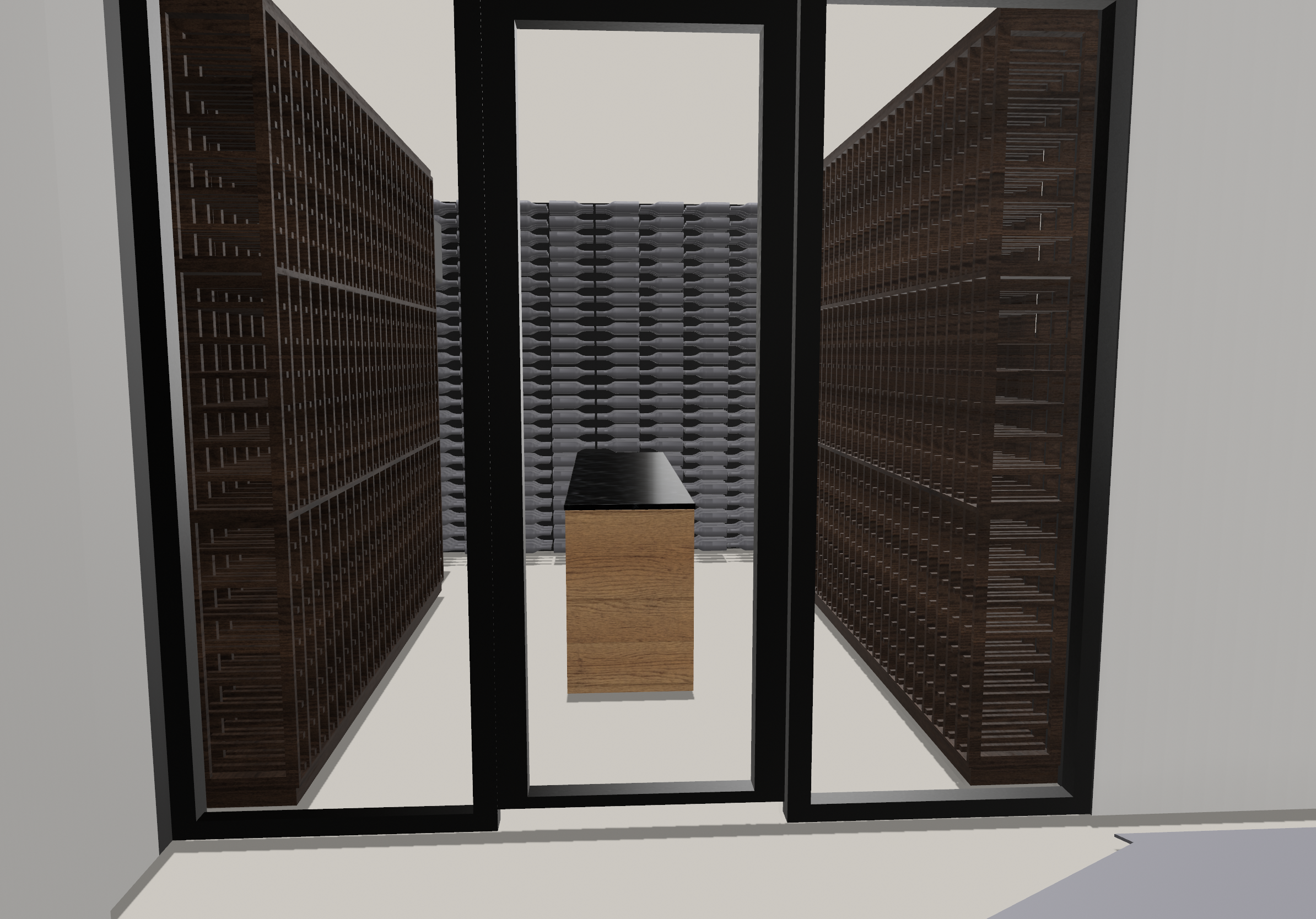 Fumed oak wine celler, oak wine celler, , 3-D design, vinkjeller, made by Snekker Travis Johnson