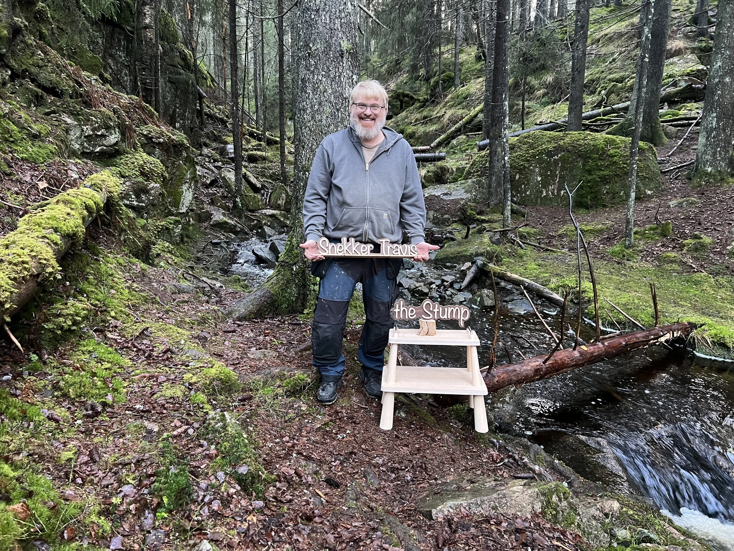 The stump by Snekker Travis, step stool, end table, Snekker Travis collection, Japanese wooden nail