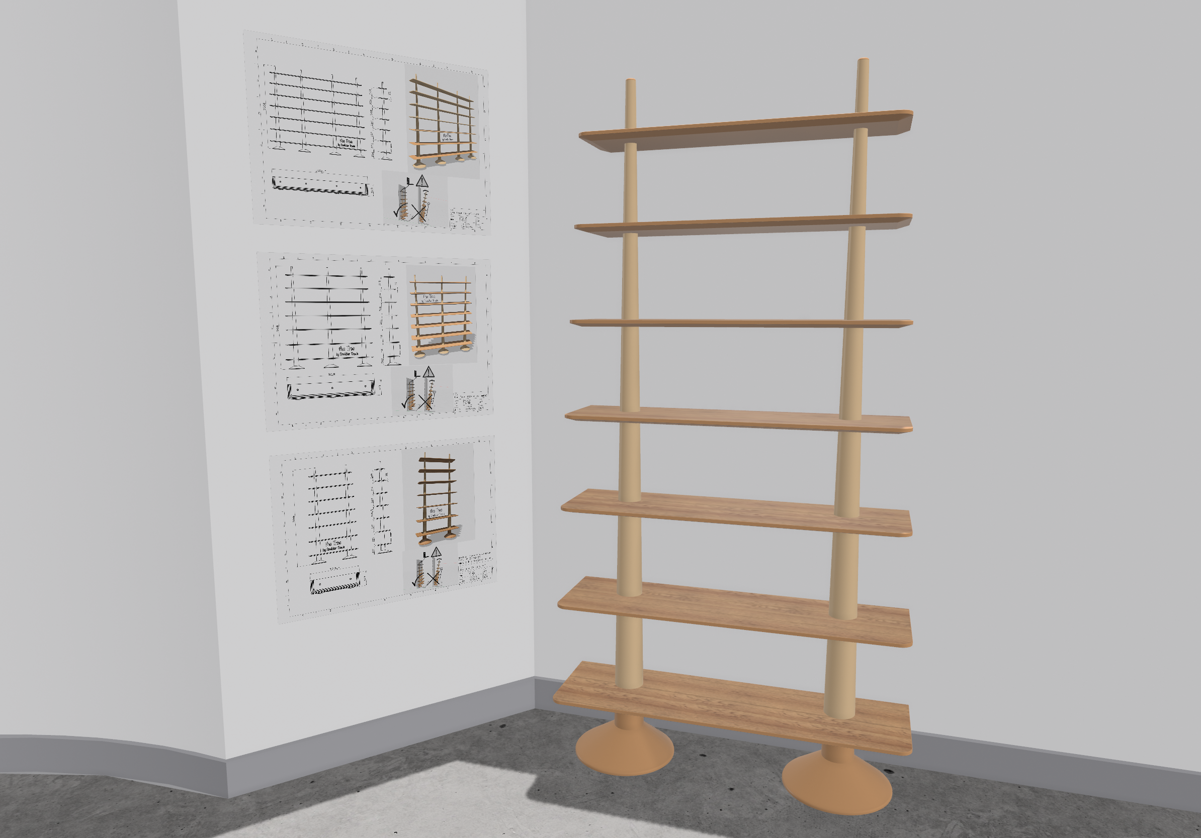 The Tree by Snekker Travis, book shelf, scandinavian style, inspired by nature, oak and birch