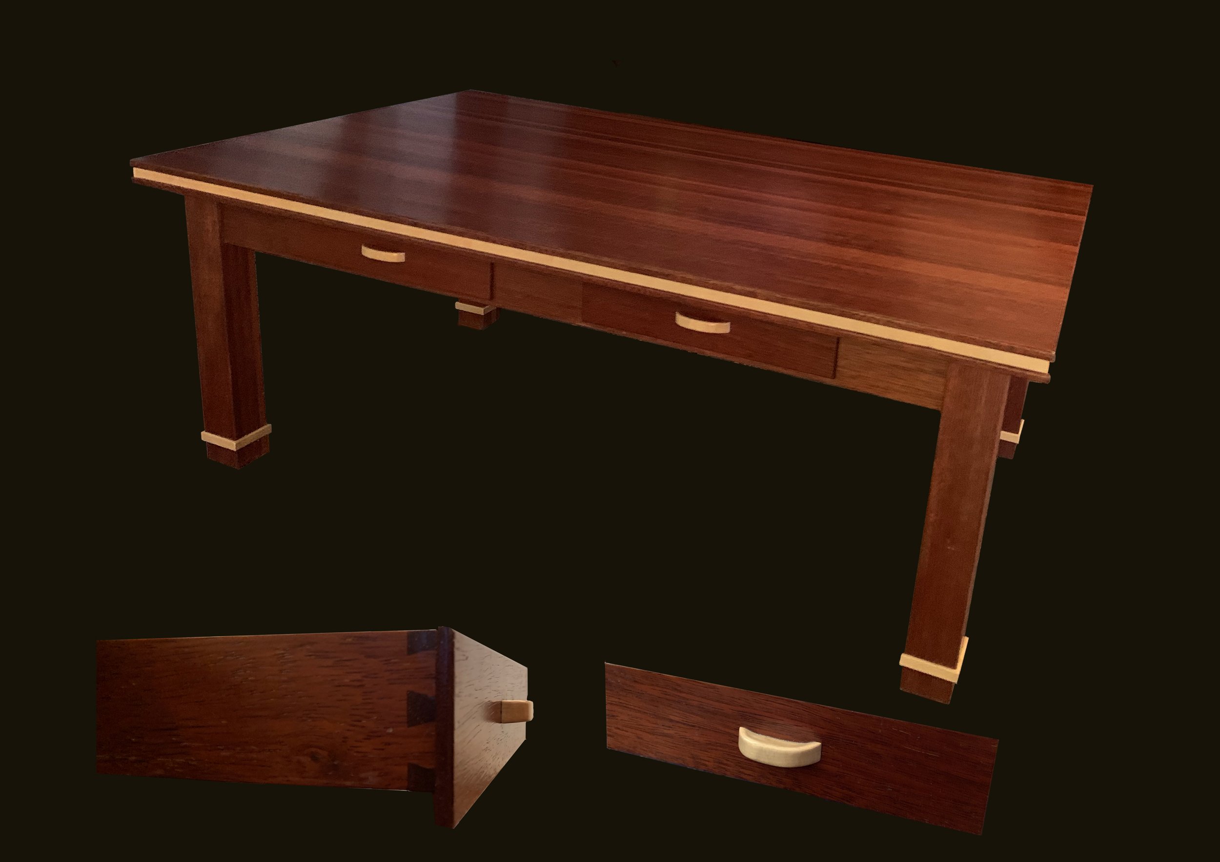 coffee table, kafebord, merbau and birch coffee table, made by Snekker Travis Johnson