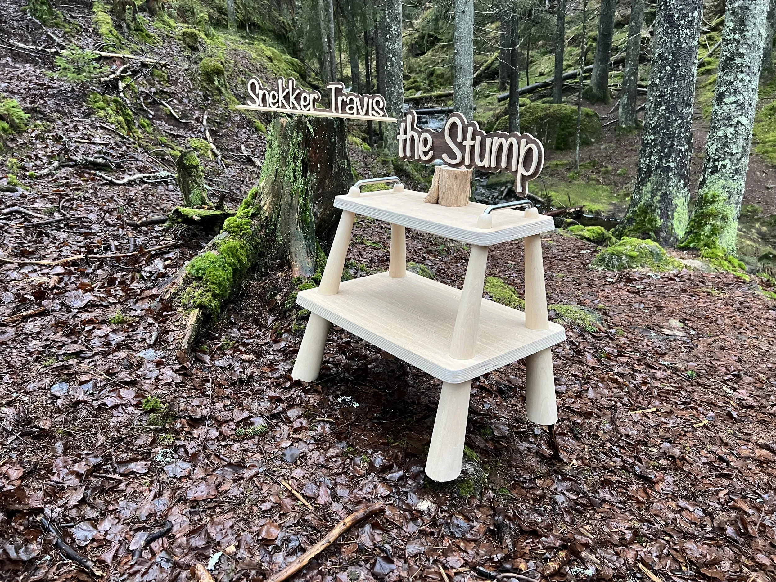 The stump by Snekker Travis, step stool, end table, Snekker Travis collection, Japanese wooden nail