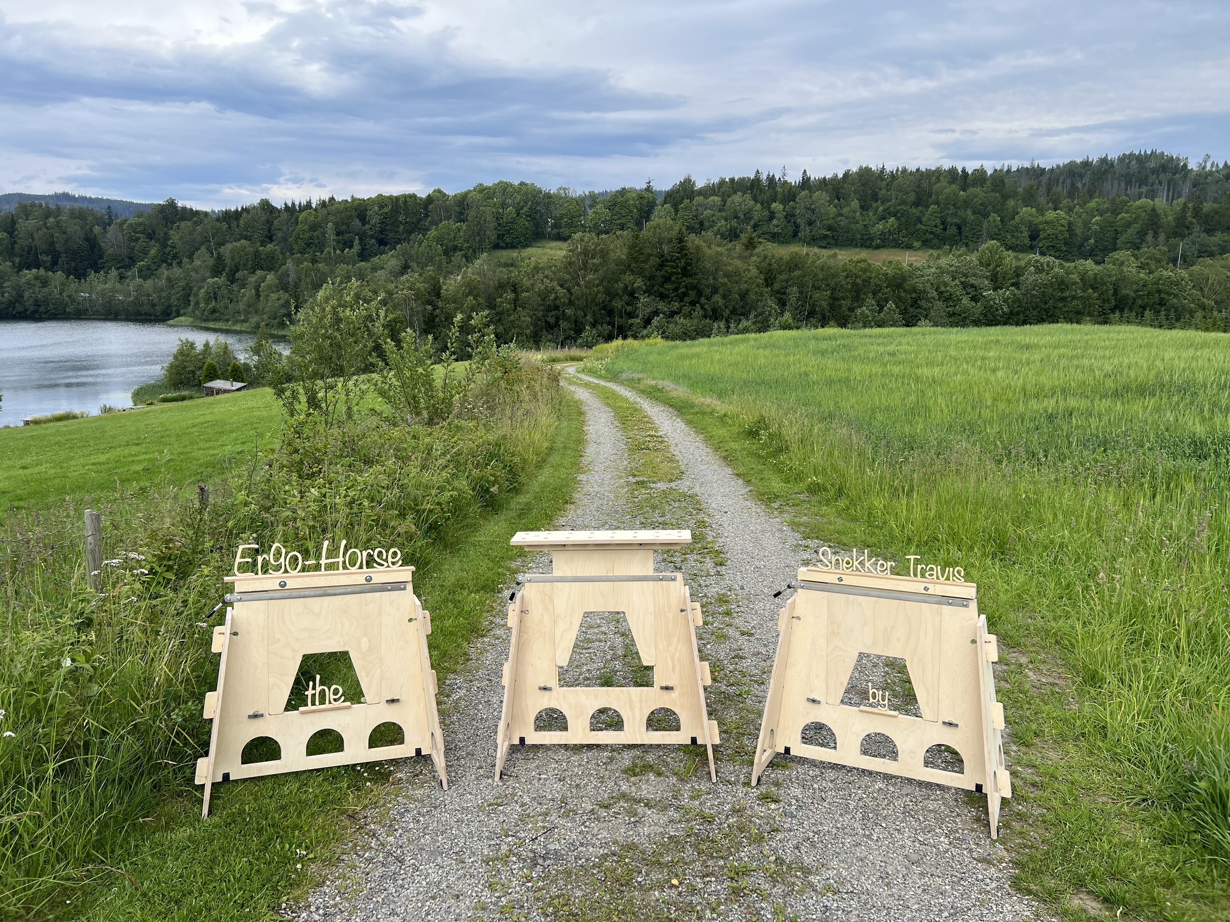 Ergo-horse by Snekker Travis, saw horse, arbeids bukte, work station, M.F.T. hole system