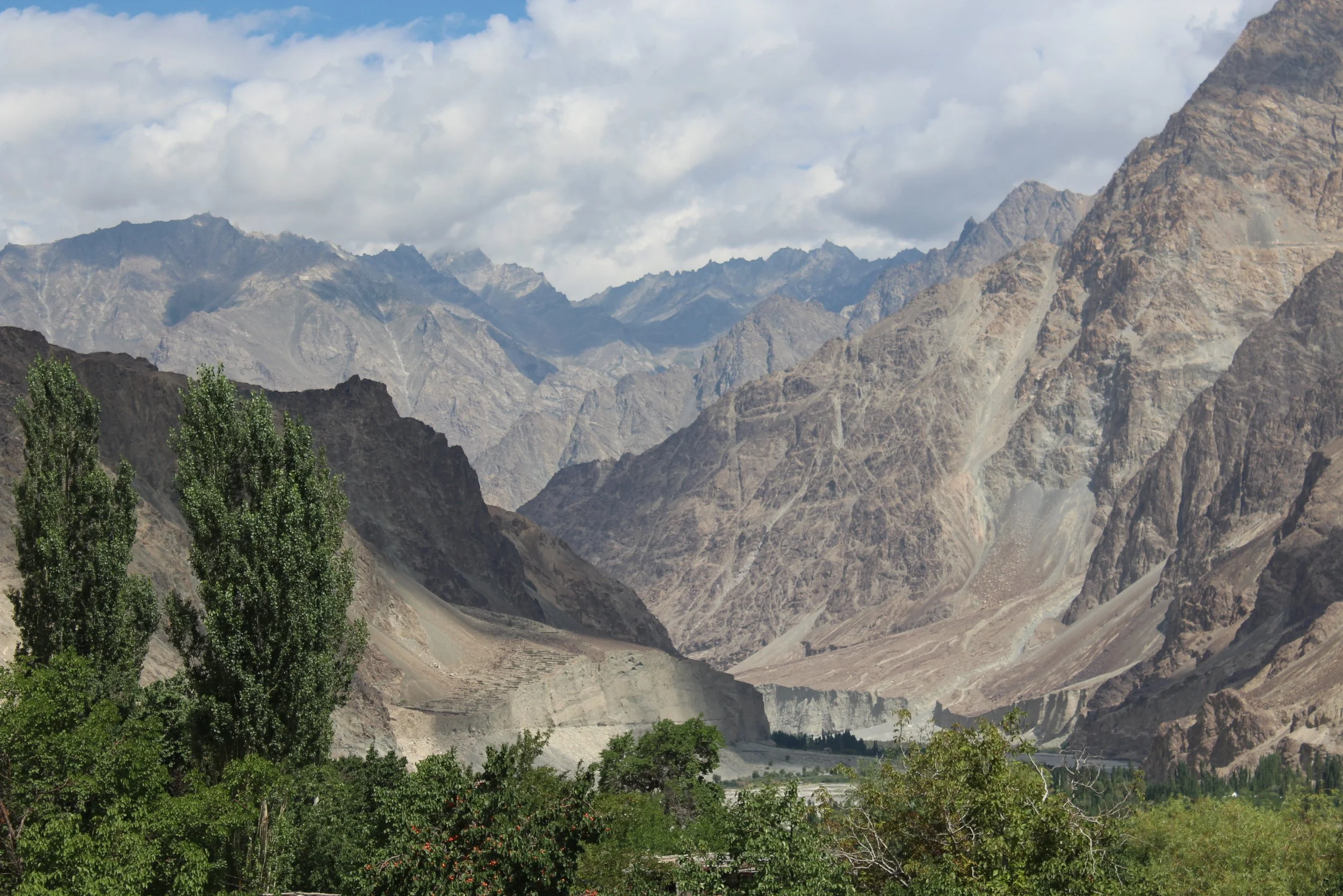 Turtuk village sandwiched between Karakorum Range and Himalayas