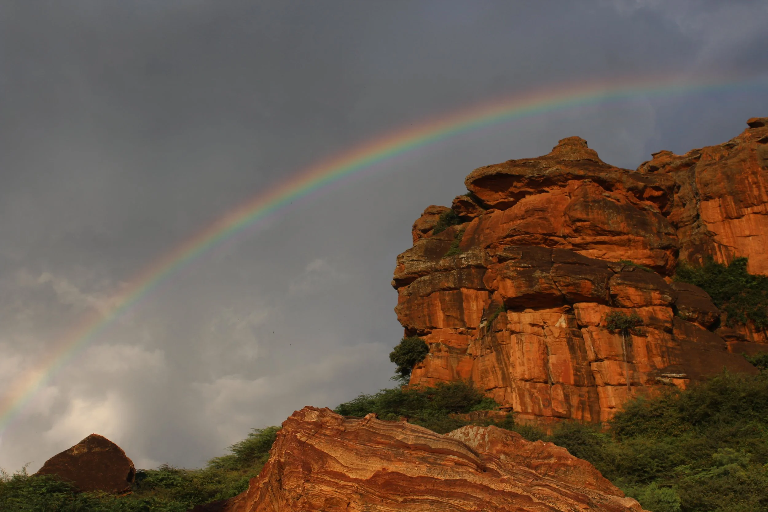 Red sandstone cliffs of Badami