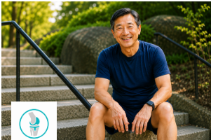 Man recovering after knee replacement surgery