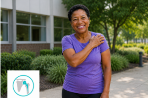 Woman recovering after shoulder replacement surgery