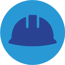Blue safety helmet icon