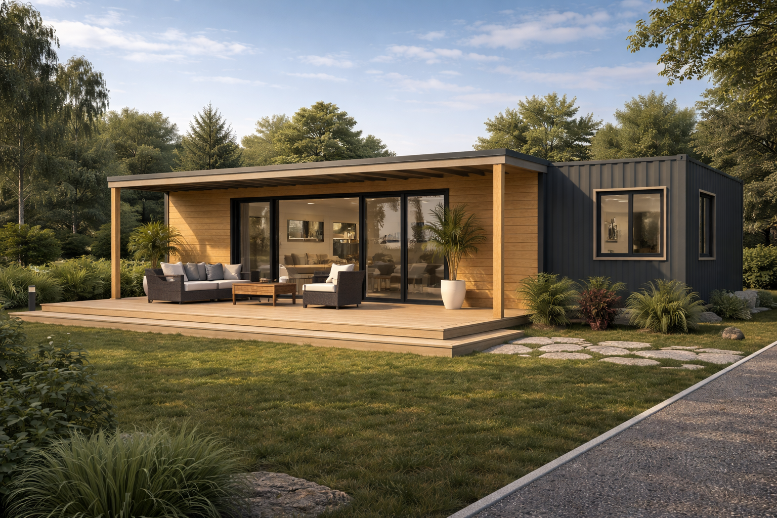 vivienda compacta con casa contenedor