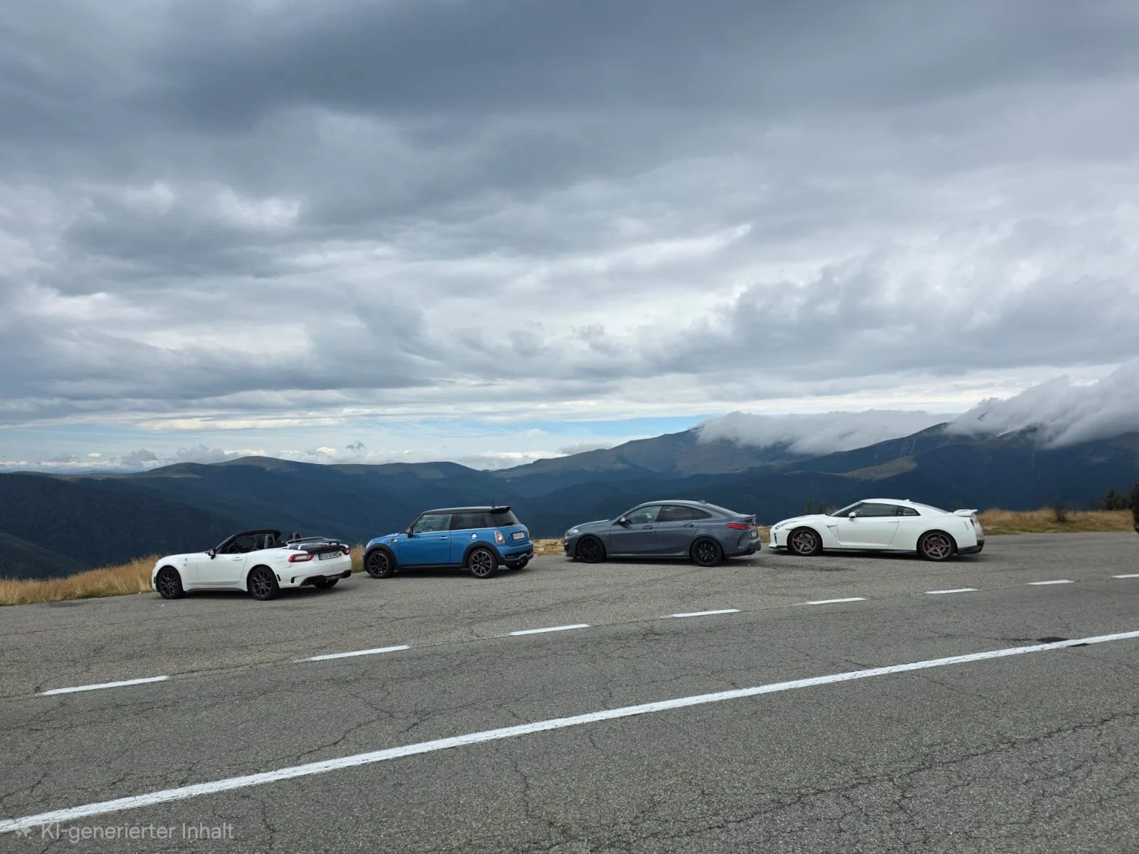 Abarth 124 BMW M235 Mini Cooper auf der Transalpina