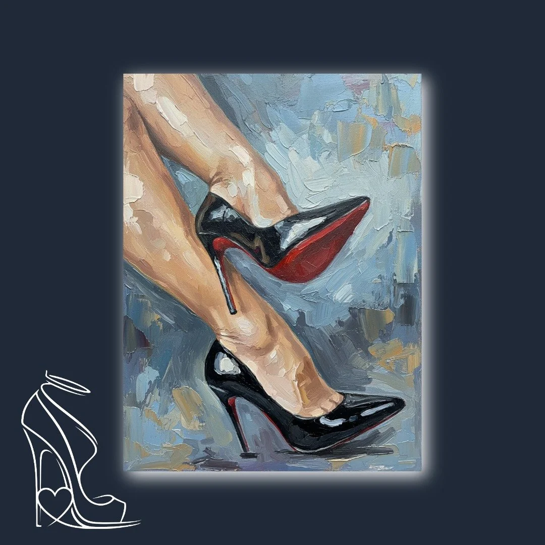 Red Soles and Stilettos: A Study in High Fashion Impasto