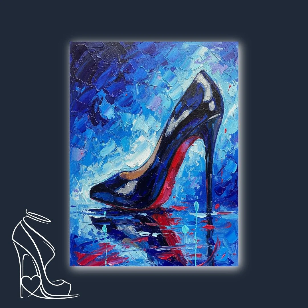 Red Bottoms in the Blue Rain: An Impasto Stiletto Study