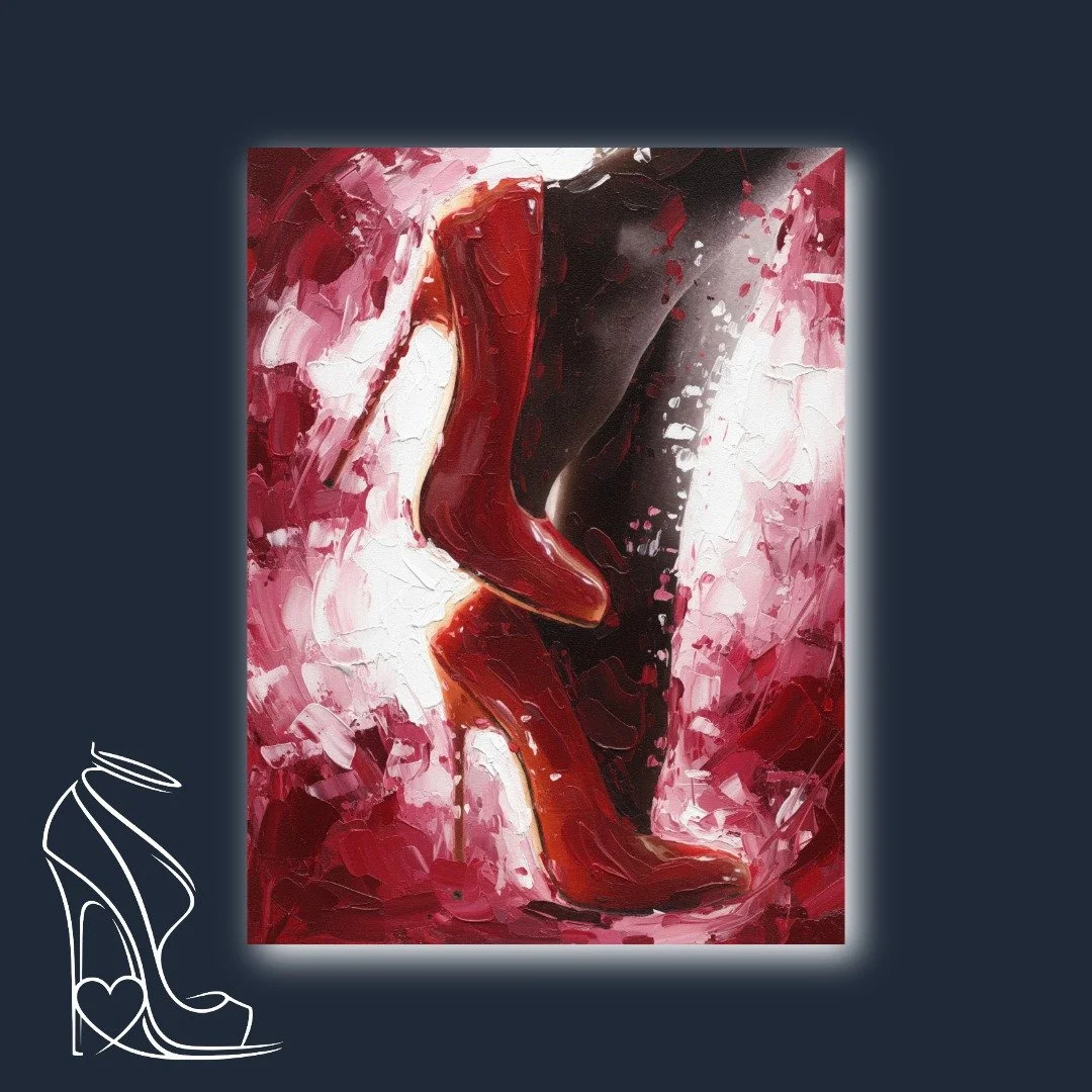 Crimson Steps: A Dance of Passion and Impasto