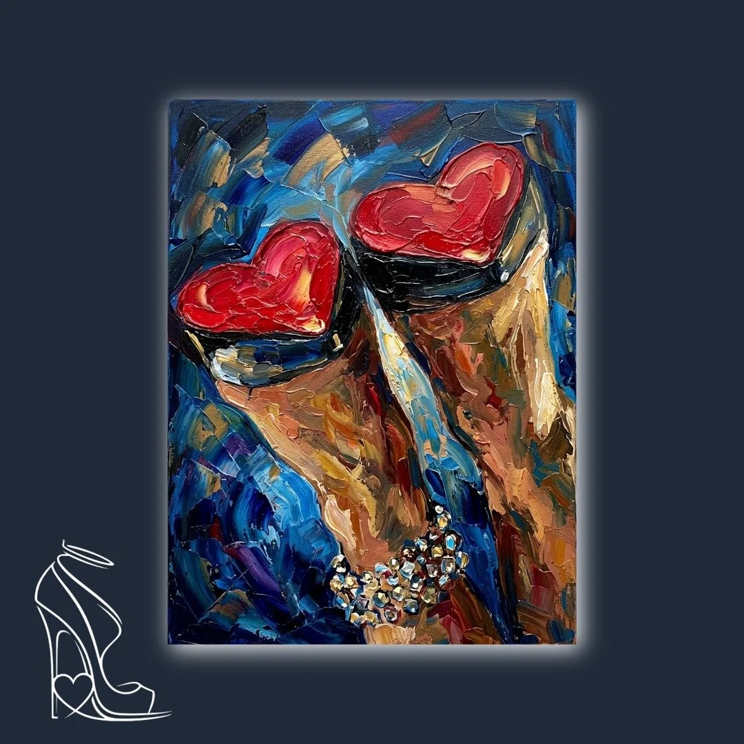 A profound exploration of stiletto power and heart-bound devotion, rendered in heavy, textural digital impasto.