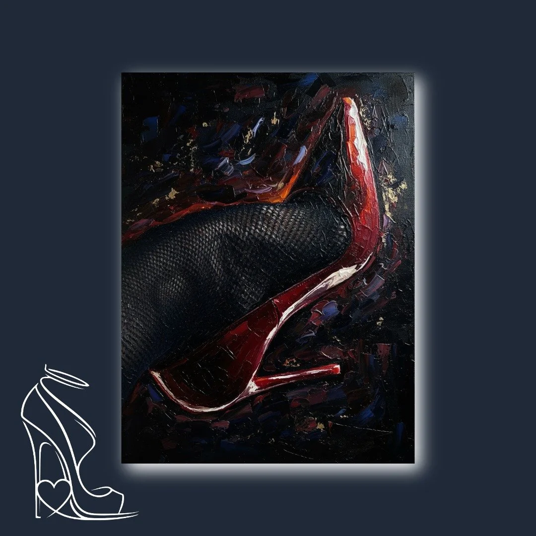 Scarlet Siren: Impasto Stiletto on Black Net
