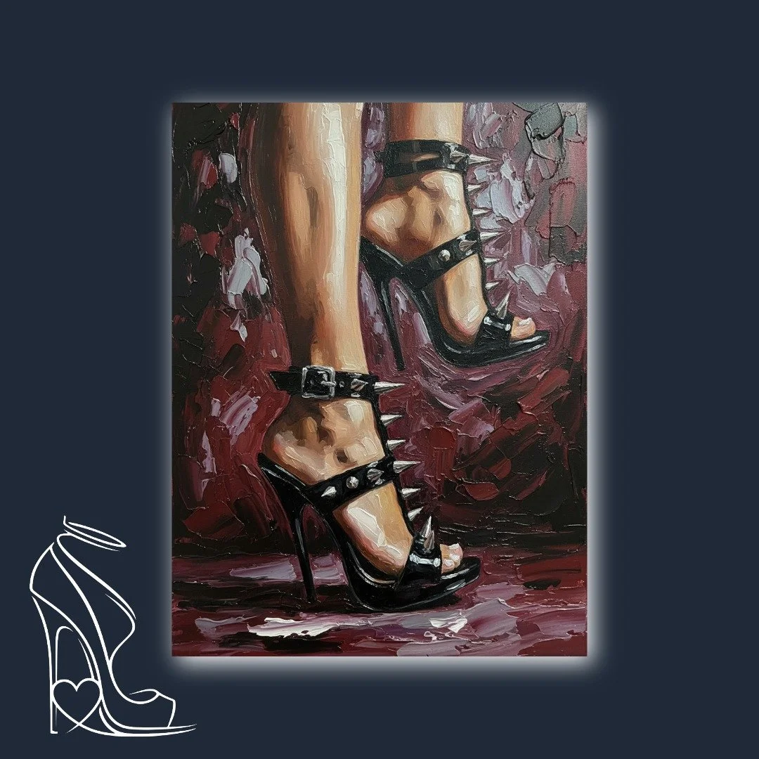 Spiked Allure: A Dramatic Impression in Crimson and Black