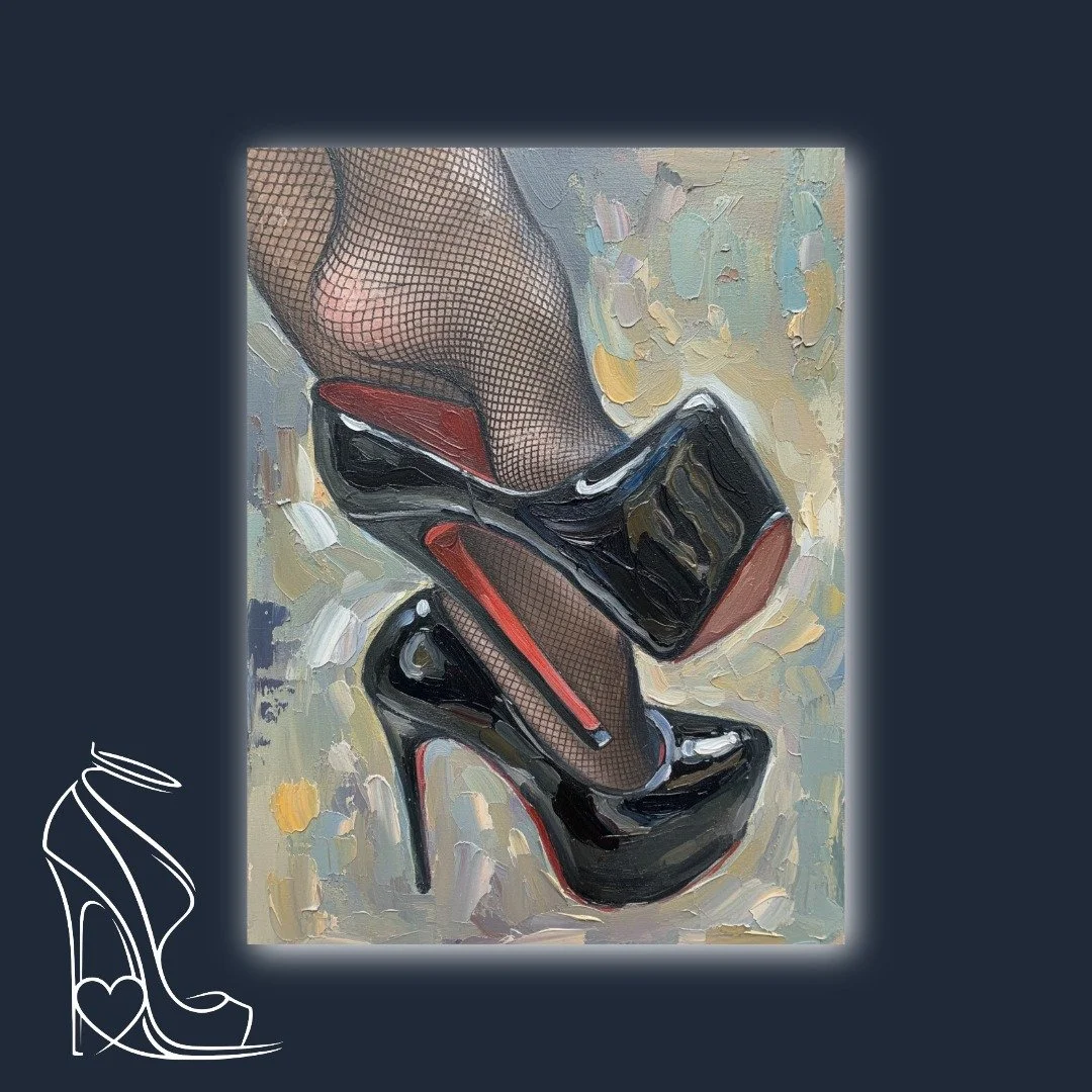 Impasto of Glamour: Black Patent and Red Sole