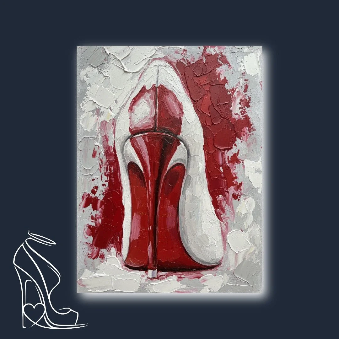 Crimson Stiletto Drama: An Impasto Study
