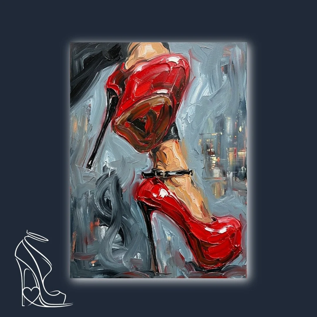 A sculptural study in high-octane elevation, where thick digital impasto strokes define the uncompromising power of the stiletto arch.