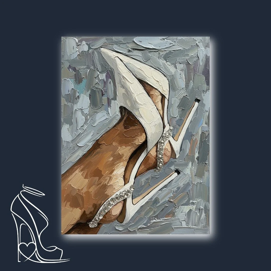 Impasto Art White Stilettos Delicate Foot Arch Crystal Heels High Impasto Art White Stilettos Delicate Foot Arch Crystal Heels High