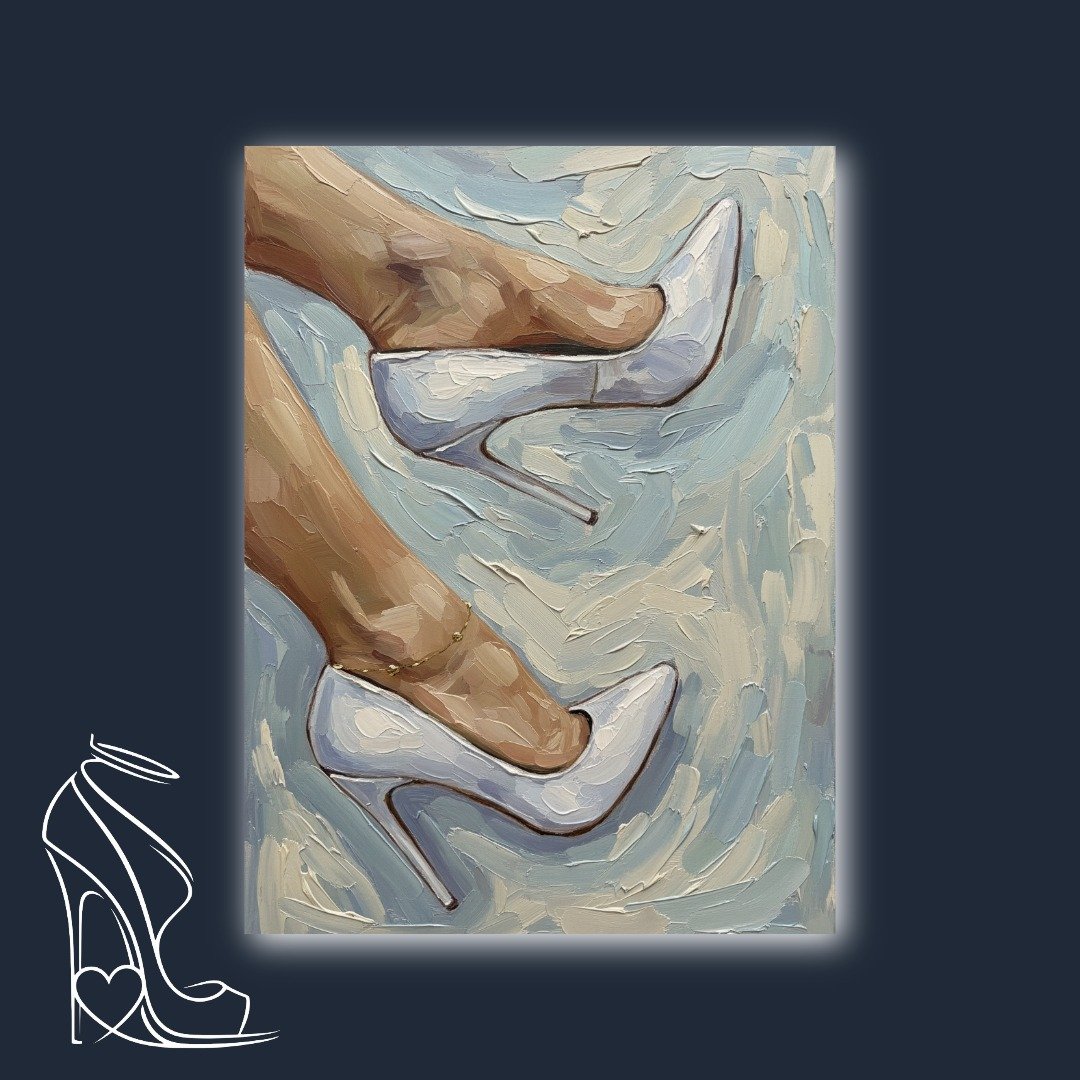 Elegant White Stilettos An Impasto Study of Form and Desire