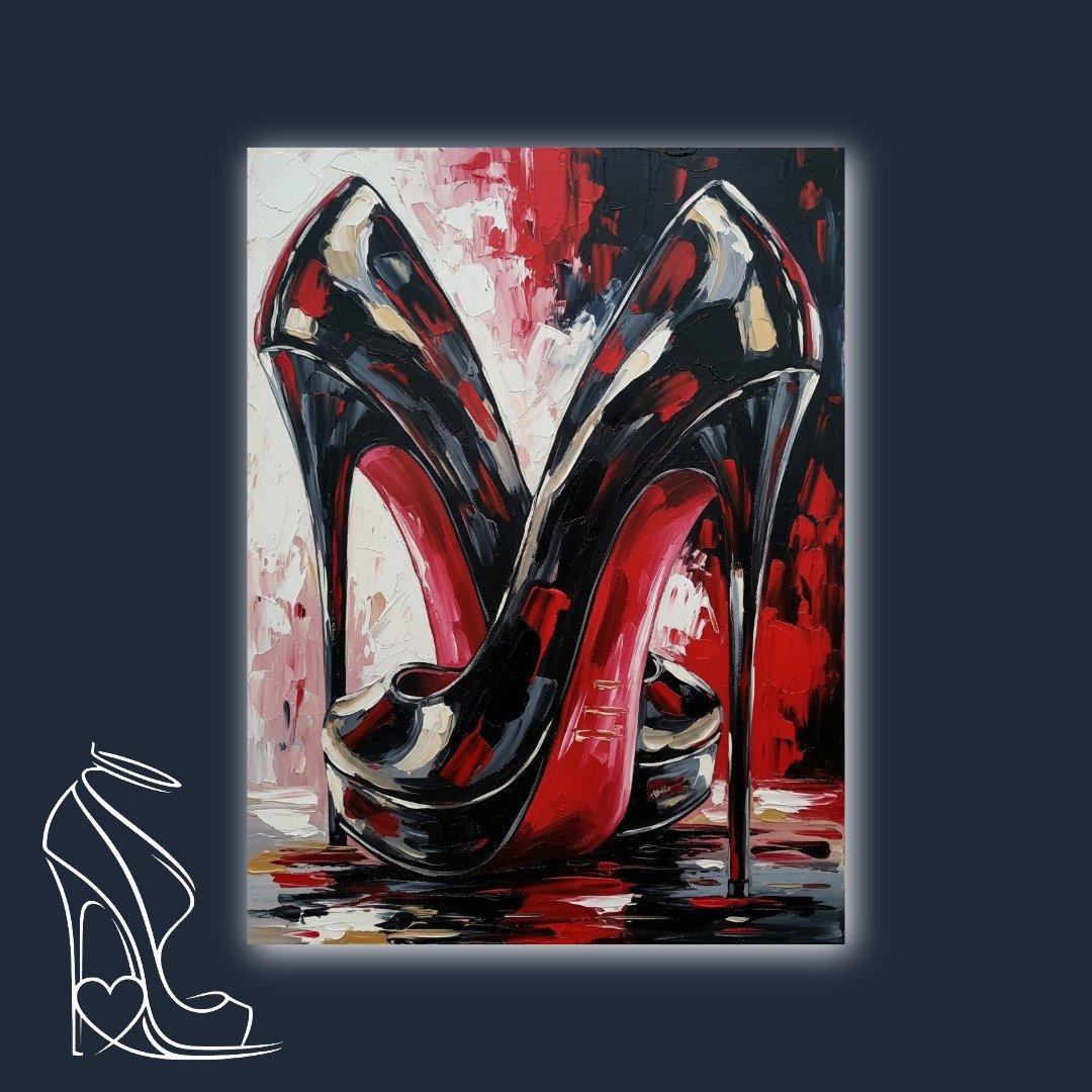The Stiletto's Passion: An Impasto Study in Red and Black