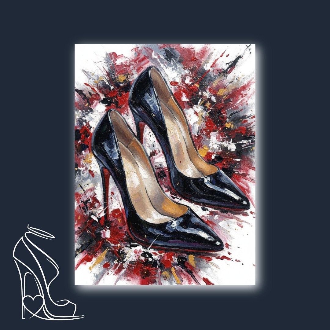 Stiletto Statement: An Abstract Study in Red and Black Glamour