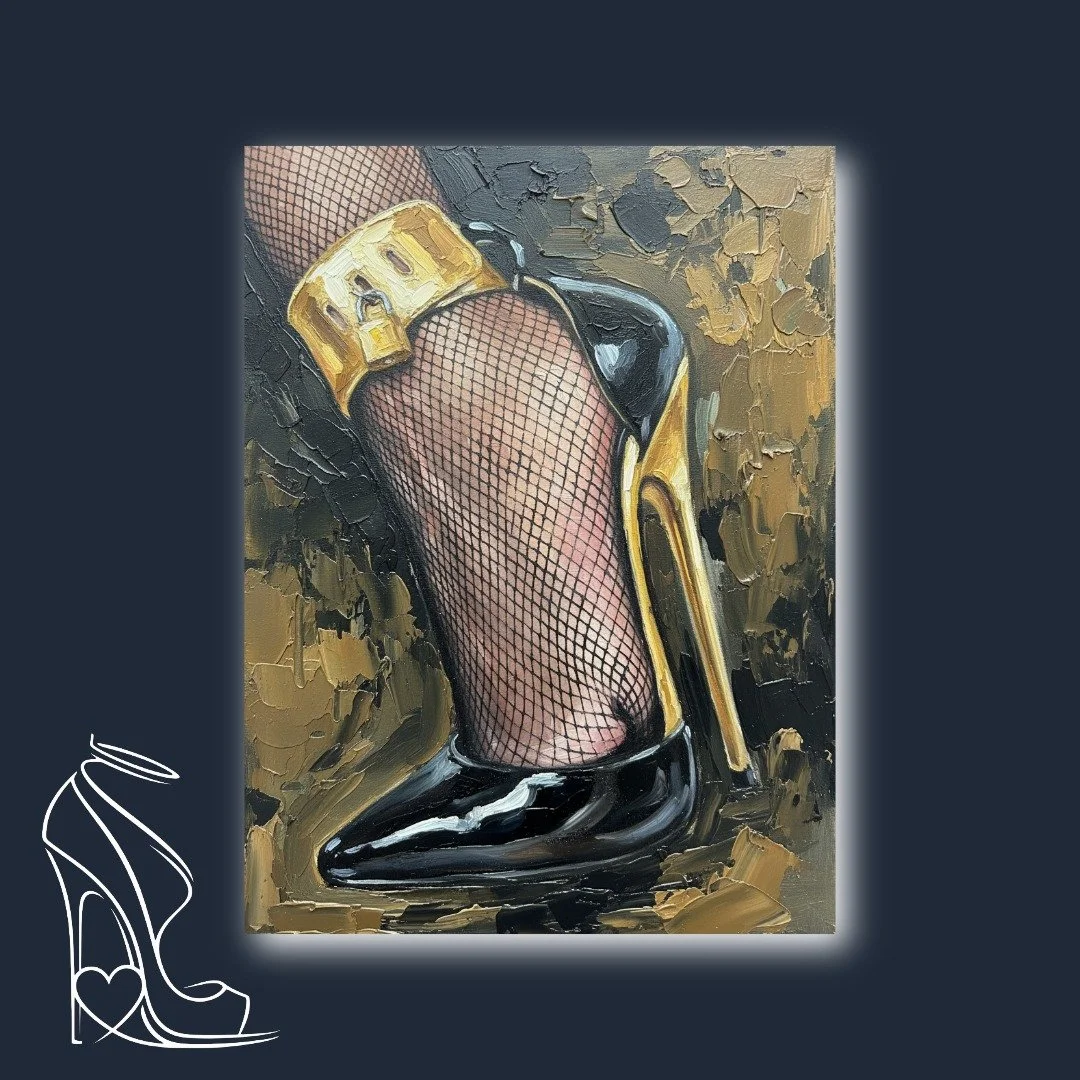 impasto-oil-painting-black-stiletto-gold-padlock-fishnet-stockings.jpeg